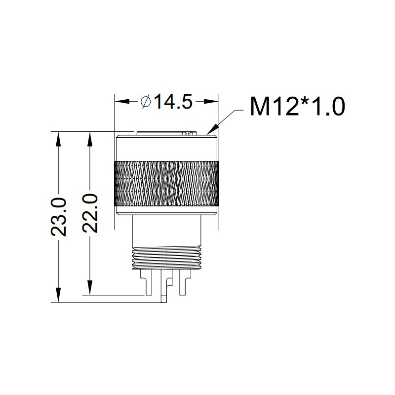 M12 3pin A code female moldable connector,unshielded,brass with nickel plated screw